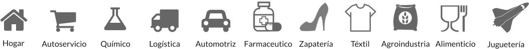 Hogar Autoservicio Químico Logística Automotriz Farmaceutico Zapatería Téxtil Agroindustria Alimenticio Juguetería
